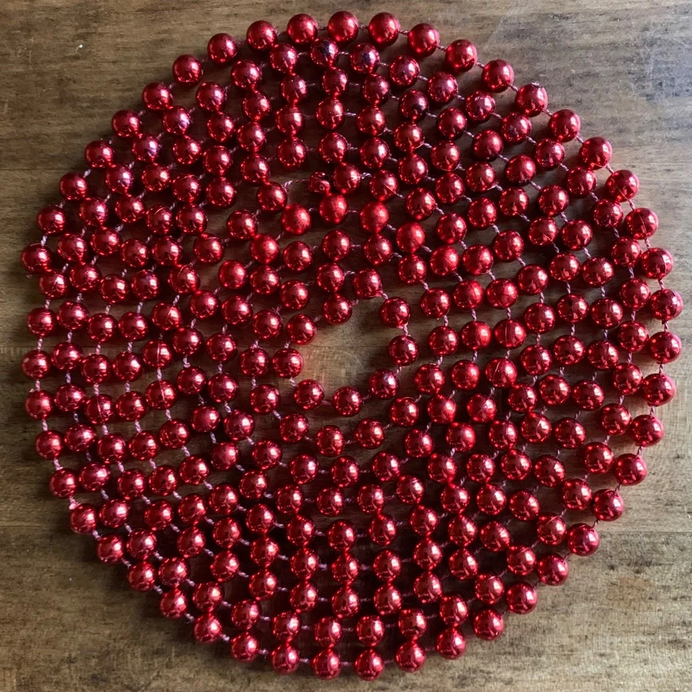 Vintage Red Glass Bead Christmas Garland Tree Holiday Décor 106